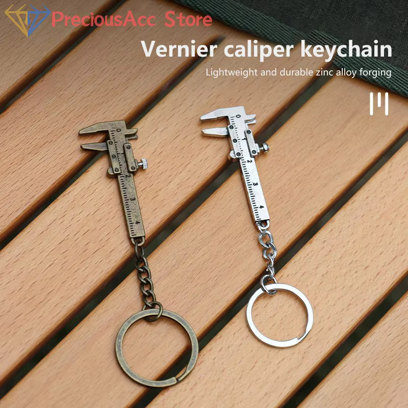 Velishy Mini Metall Messschieber als Schlüsselanhänger in Silber, tragbares Messwerkzeug 0-4 cm - Bild 2