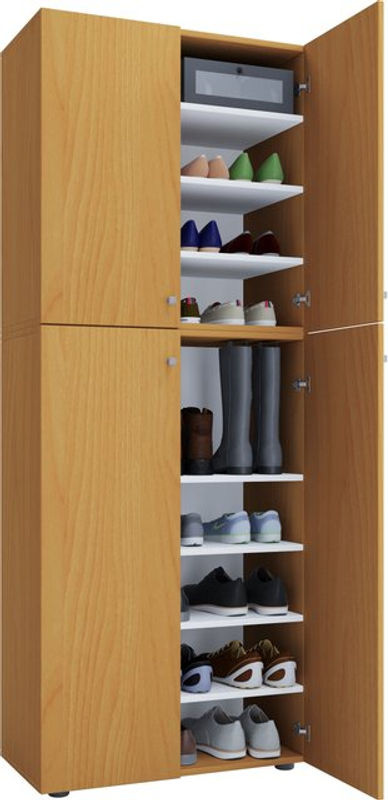 VCM Schuhschrank Lona XXL in Buche Nachbildung Weiß, B/H/T: 70 x 184 x 40 cm - Bild 2