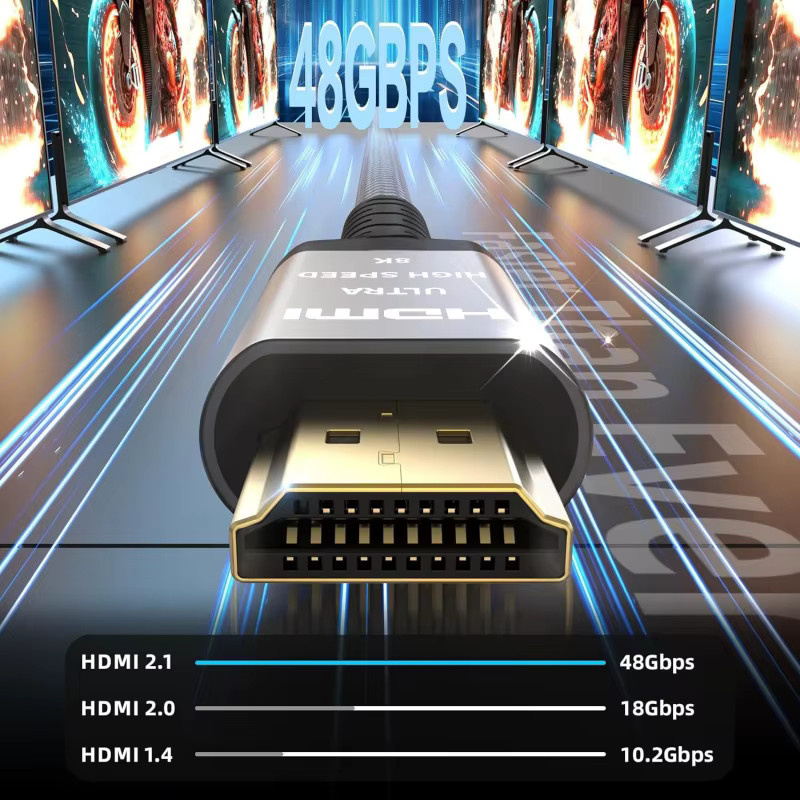 MIZIQIER HDMI 2.1 Kabel in Schwarz mit 8K 60Hz, 4K 120Hz und 48Gbps für PS5, Laptop und TV - Bild 3