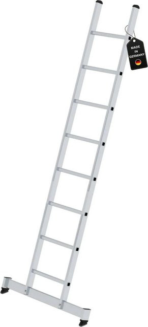 PROREGAL Sprossen-Anlegeleiter mit Traverse, 8 Sprossen, Silber - Bild 1