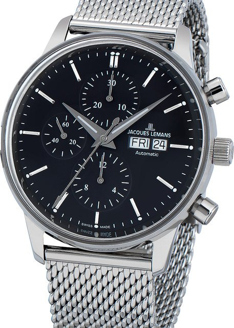 Jacques Lemans Chronograph, Automatik, Edelstahl, Schwarz, Herren - Bild 1