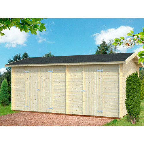 PALMAKO Blockbohlenhaus Jari aus Fichtenholz in Braun mit Satteldach, B/H/T: 550 x 251 x 300 cm - Bild 2