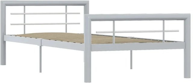vidaXL Bettgestell aus Metall in Grau und Weiß B/T/H: 100 x 200 cm - Bild 1