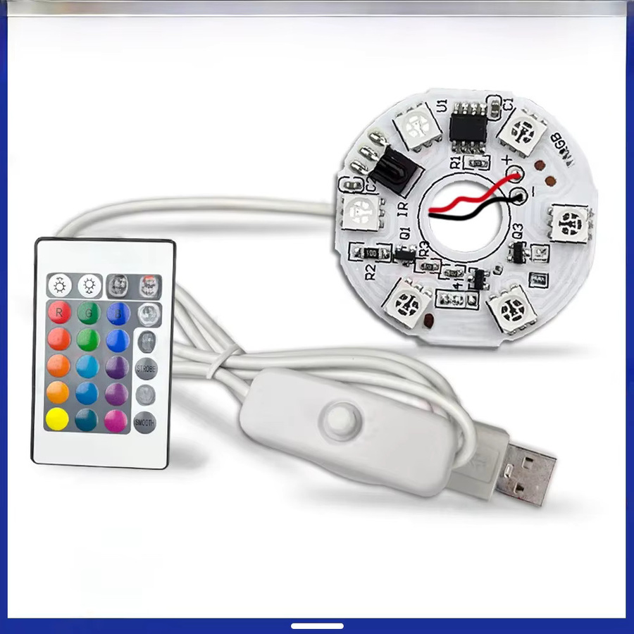 ICYYGO RGB LED Lichtplatine mit USB-Kabel und Fernbedienung, DC5V Niederspannung, Bunter Farbverlauf für DIY-Modelle und Displays - Bild 1