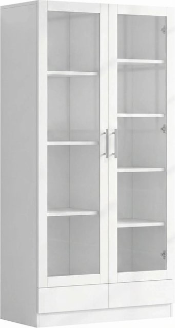 Merax Aktenschrank in Weiß mit Glastüren und Schubladen, B/T/H: 80 x 40 x 160 cm - Bild 1