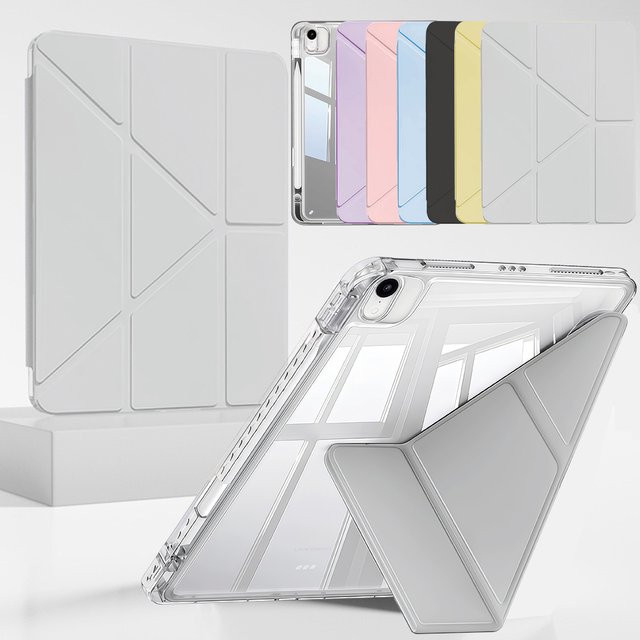 PHYLYN Y-förmige transparente Schutzhülle für iPad Air 4/5/6/7 und iPad Pro 11 Zoll (1./2./3./4. Generation) mit Bleistiftschlitz und Auto Sleep Wake Funktion in Schwarz - Bild 1