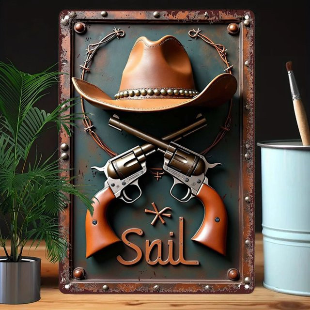 WesternCraft Vintage-Metallschild aus Aluminium für die Wanddekoration, Rechteckig, Breite: 30,0 cm, Höhe: 20,0 cm - Bild 1