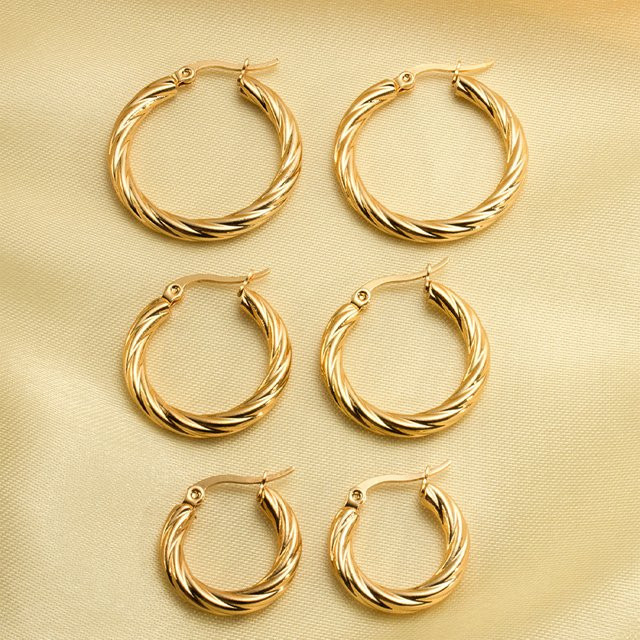 onekiss Creolen, Edelstahl, Gold, Vintage, Damen - Bild 1