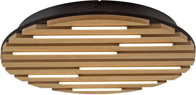 Just Light Deckenleuchte 15592-79 Eiche in Schwarz und Braun, rund, Höhe: 5 cm, Durchmesser: 38 cm - Bild 1