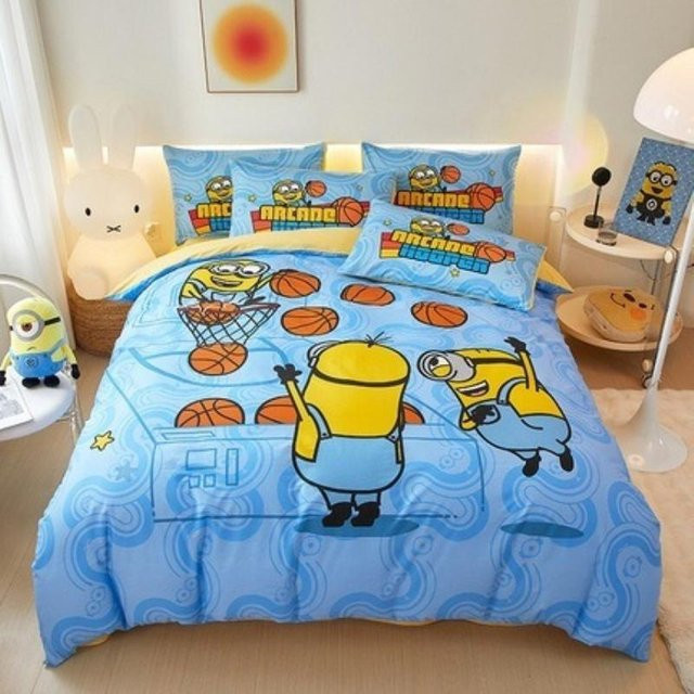 Lodestar Cartoon Minion Bettwäsche-Set aus Mikrofaser für Kinder, Blau, bestehend aus Bettbezug und Kissenbezug, B/H: 260 x 240 cm und 200 x 200 cm - Bild 1