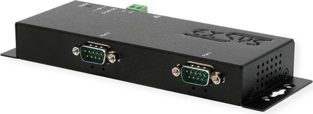 EXSYS Ethernet zu 2 x RS-232 Adapter in Schwarz (EX-6112-2) mit LAN-Anschluss - Bild 1