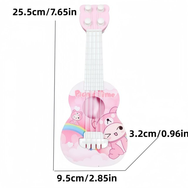 Linyi toy Miniatur-Gitarre Ukulele rosa für Anfänger 3-6 Jahre - Bild 1