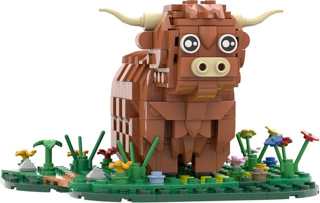 GOBRICKS MOC Highland Cattle Bausteine Kit, Schottische Kuh, Bauernhof - Bild 1