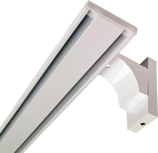 Bestlivings Vorhangschiene aus Aluminium in Weiß mit Wandträgern und 2 Läufen, Gesamtlänge: 360 cm (3 x 120 cm) - Bild 1