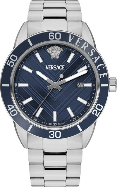 Versace Herrenuhr Greca Urban, Quarz, Edelstahl, Blau, 43 mm, 5 ATM - Bild 1