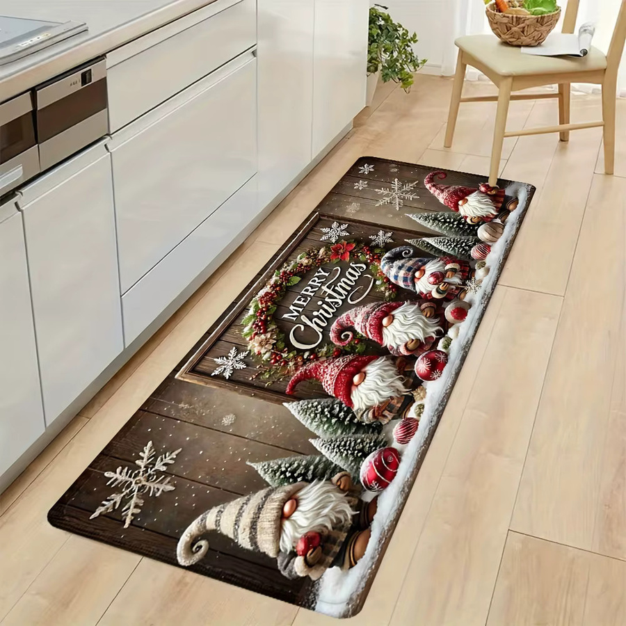VIKAMA Weihnachtsteppich im Landhausstil, wasserdichter Outdoor-Teppich für Küche, Wohnzimmer, Schlafzimmer oder Garten, mehrfarbig, Rechteckig - Bild 2