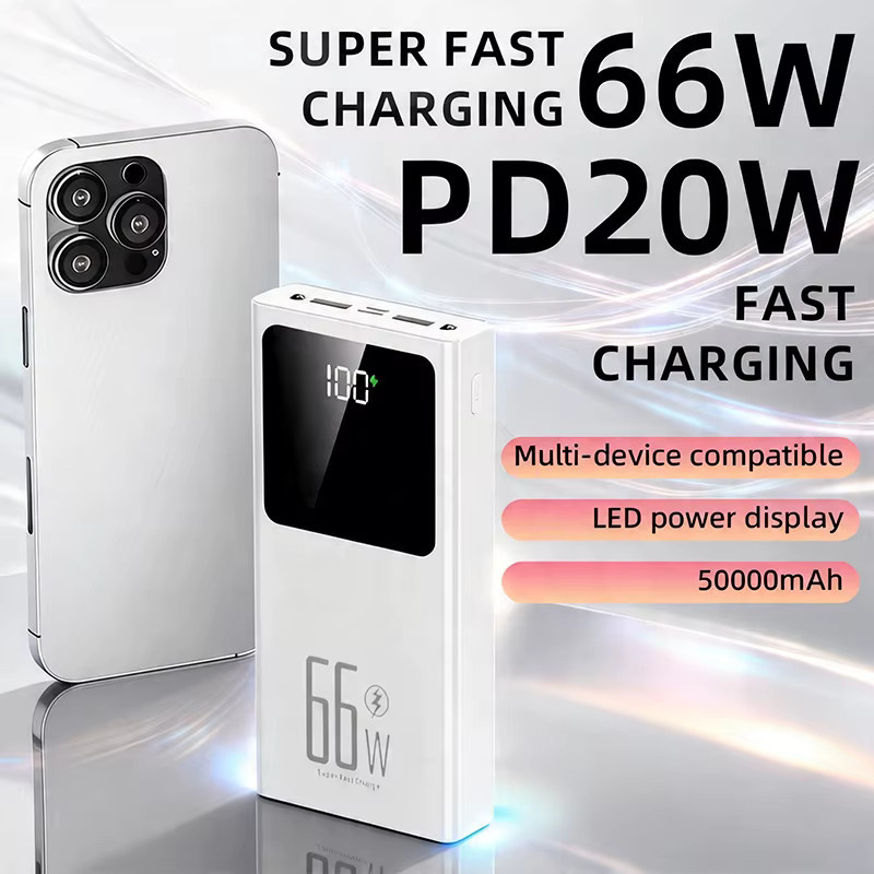 Cohana Hochleistungs-Powerbank 50000mAh mit 66W Schnellladefunktion, Tragbares Ladegerät für iOS und Android in Schwarz mit LED-Taschenlampe und Mehrfachladefunktion für 3 Geräte - Bild 4