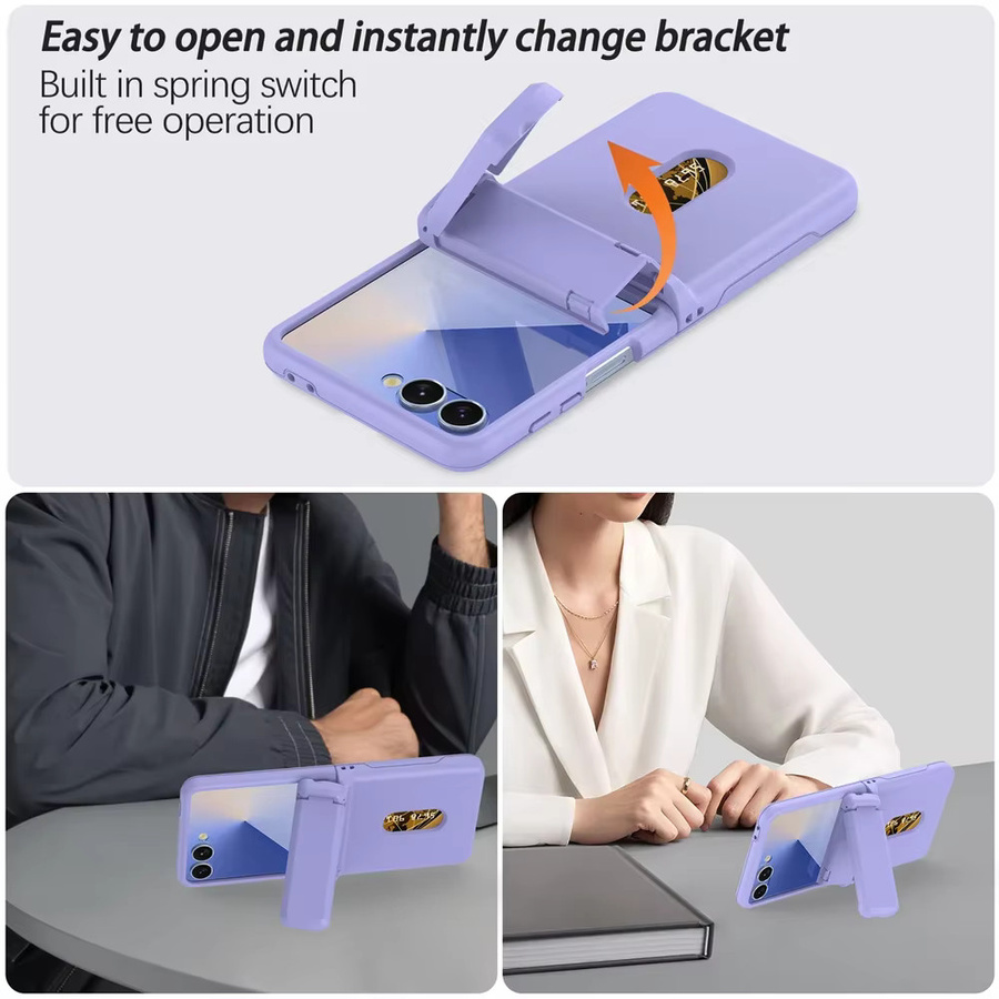 Harte Handyhülle mit Scharnierschutz und Kartenständer für Samsung Galaxy Z Flip 7 FE, Z Flip 6 und Z Flip 5 5G in Weiß und Lila - Bild 2