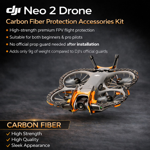 DJI Neo 2 Schutzset in Schwarz aus Kohlefaser, TPU und ABS mit Anti-Kollisions-Schutzvorrichtungen - Bild 1