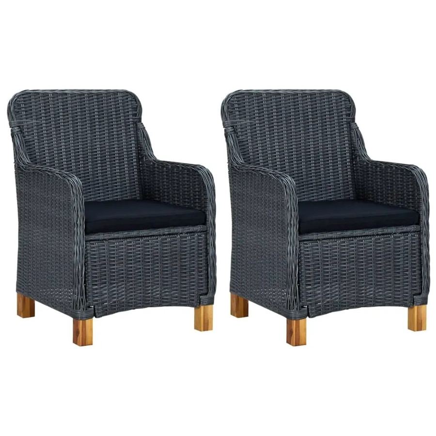 Furnicato Gartenstuhl Outdoor Serie in Grau mit Armlehnen und Polsterung aus UV-beständigem Polyester und Stahl, B/T/H: 62 x 65 x 92 cm - Bild 2
