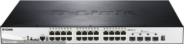 D-Link DGS-1510-28XMP/E Smart Managed L3 Netzwerk-Switch mit 24 x Gigabit PoE+ Ports und 4 x 10 Gigabit SFP+ Ports in Schwarz und Grau - Bild 1