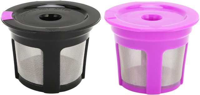 2 Stück wiederverwendbare Kaffeekapseln von CosyHome aus Kunststoff in Lila, nachfüllbare runde Kaffee-Pods mit Feinmaschenfilter für Zuhause und Geschäft - Bild 1