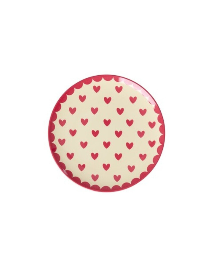 Rice Dessertteller Favorite Hearts Print Rot aus Melamin - Bild 1