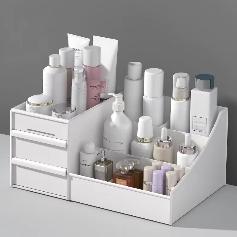 Weiße Kosmetik-Aufbewahrungsbox aus Kunststoff für Make-up und Hautpflege - Bild 1