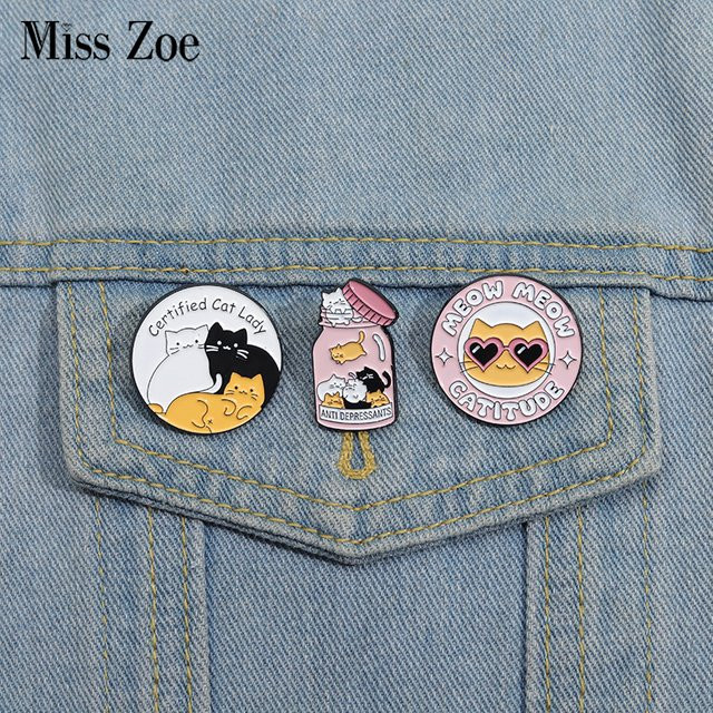 Miss Zoe Anstecknadel Katzen, Emaille, Bunt, Damen - Bild 1