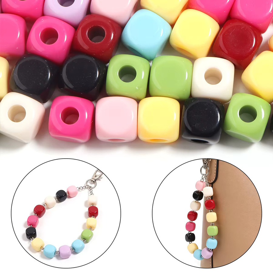 lingsai Würfelperlen Acryl, 12mm, Bunt, Unisex - Bild 3