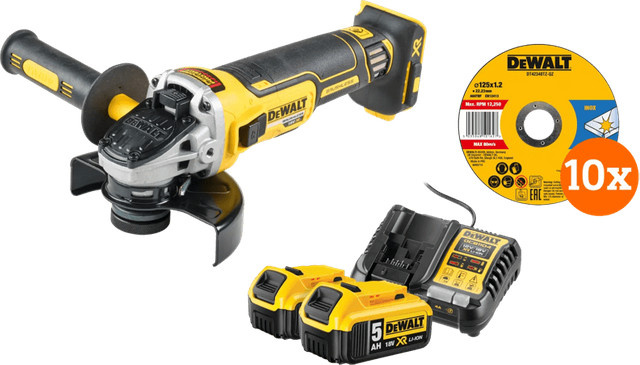 DeWalt DCG405NT-XJ Akku-Flex Set Gelb mit 2x 5,0 Ah DeWalt XR 18V Akkus - Bild 1