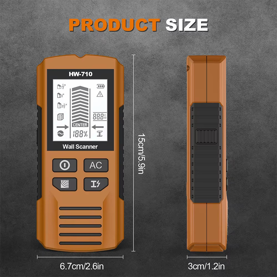 HW-710 Wandscanner mit LCD-Display von JUANJUAN in Rot zur präzisen Detektion von Holz, Metall und stromführenden Leitungen - Bild 5