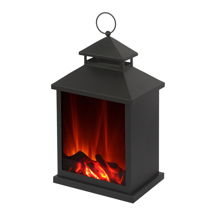 El Fuego Elektro-Laterne AY 550 mit Flammeneffekt in Schwarz aus Metall, B/T/H: 37,0 x 22,0 x 16,4 cm - Bild 2