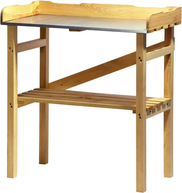 Dobar Pflanztisch aus imprägniertem Kiefernholz, braun, B/T/H: 86 x 40 x 80 cm - Bild 1