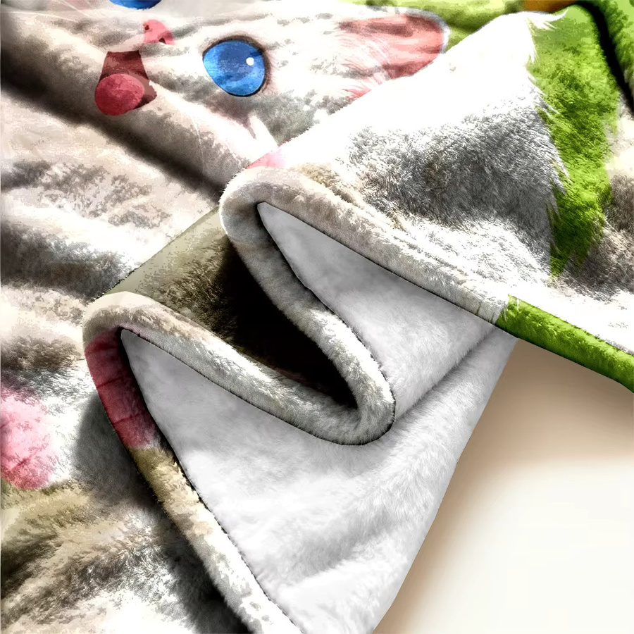 Gemütliche Flanell-Fleece-Decke mit Katzen-Motiv in Multicolour, superwarme Überwurfdecke für Bett und Sofa - Bild 4