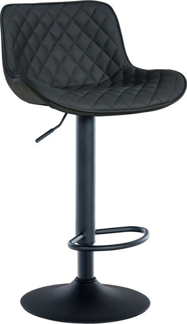 DELUKE Barhocker POVAN Barstuhl aus Kunstleder in Schwarz mit Lehne und 360 Grad Drehsitz B/T/H: 48 x 54 x 81 cm - Bild 1