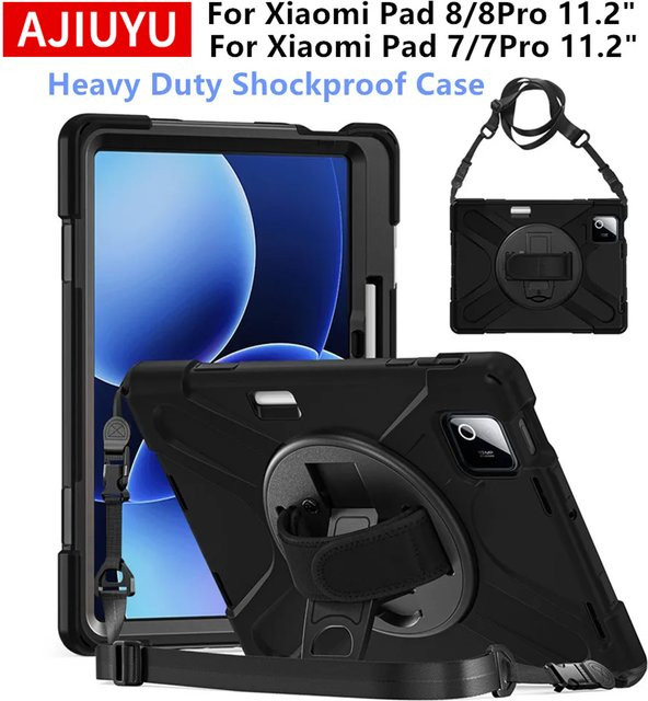 Stoßfeste Heavy Duty Schutzhülle für Xiaomi Pad 8, Pad 8 Pro, Pad 7, Pad 7 Pro, POCO Pad und MiPad 8 11,2 Zoll in Schwarz - Bild 1