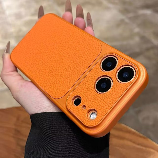 Stoßfeste Handyhülle aus Lychee-Leder für Apple iPhone 17 Air 16 15 14 13 Pro Max in Grün - Bild 1