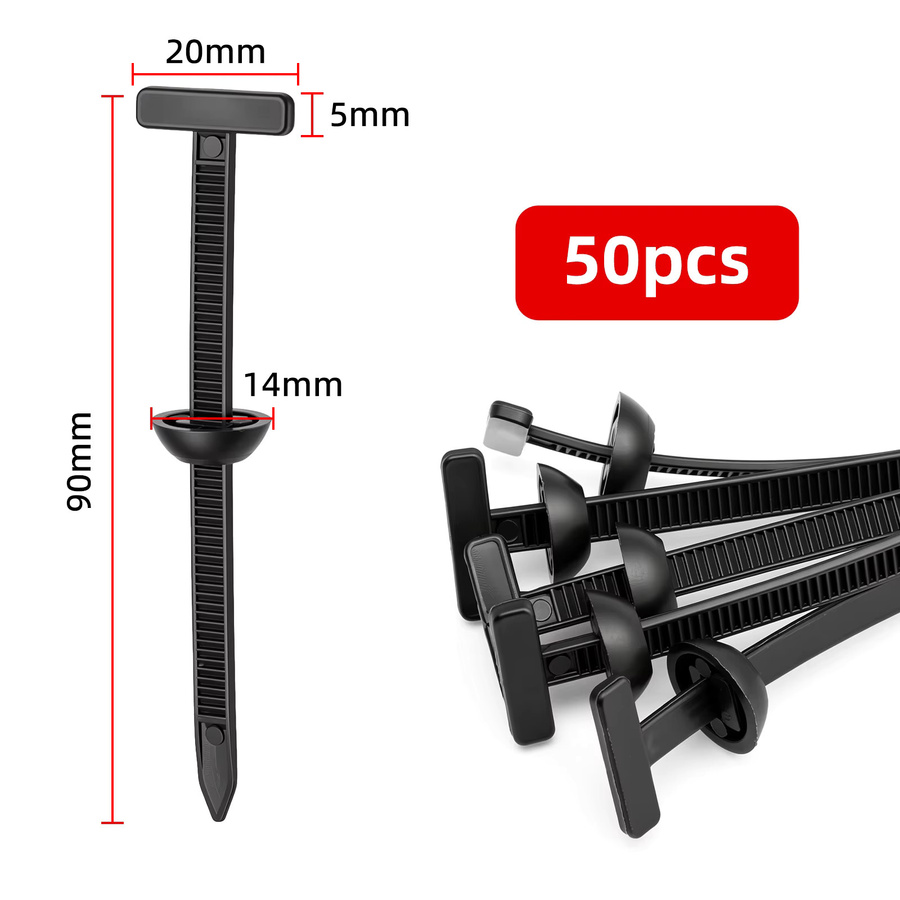 RYSJM Selbstsichernde Nylon-Kabelbinder mit Stift und Knopf in Schwarz für Auto-Reparaturen und Alltagsgebrauch - Bild 2