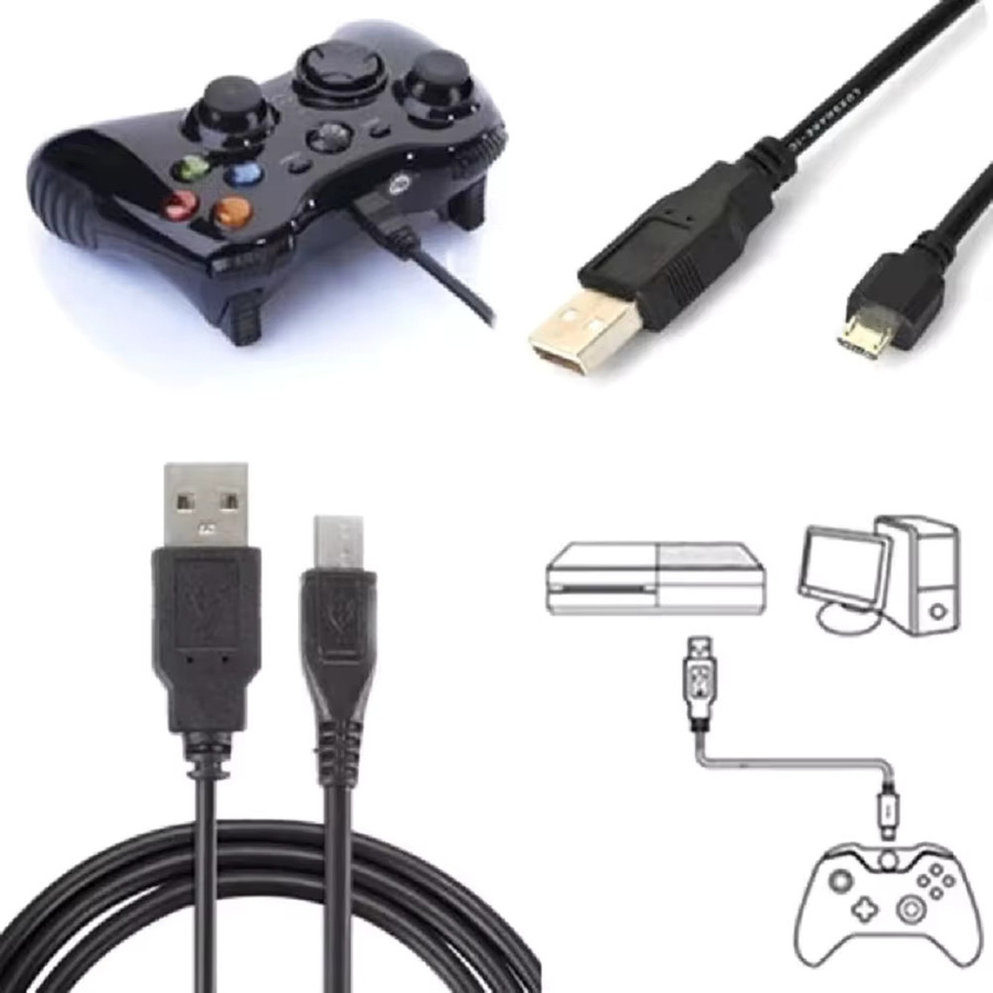 Gryan USB Ladekabel für PS4 und Xbox Controller, Datenkabel für Gamepads, Schwarz, Länge: 1,8 m bis 3 m - Bild 4