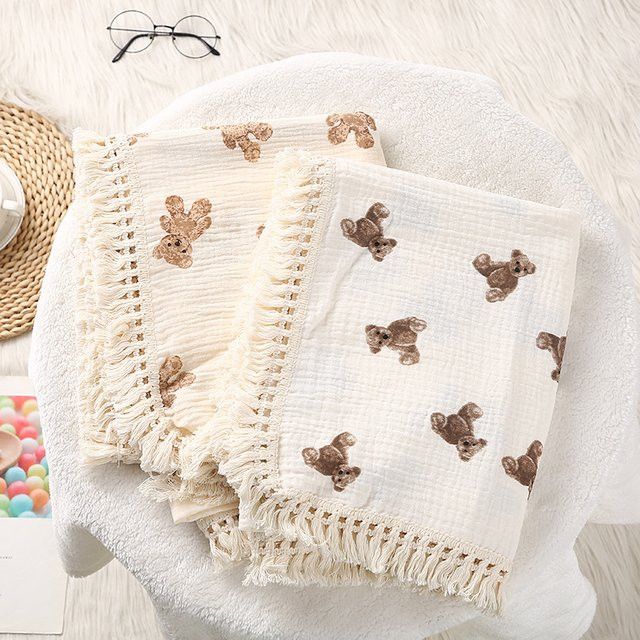 DANIVIVI Baby Decke aus Baumwolle Musselin in Khaki Moon für Neugeborene - Bild 1