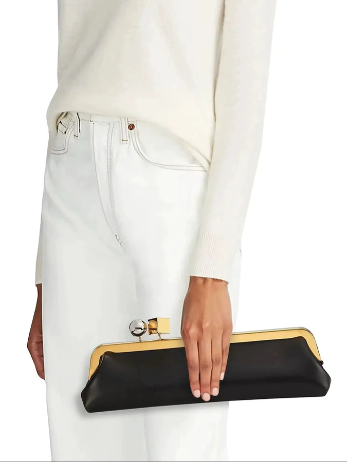 DONGSUO Clutch Damen, schwarze Mikrofaser-Leder-Umhängetasche - Bild 5