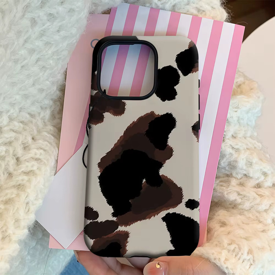 Handyhülle mit Kuh-Print für Apple iPhone 11 bis iPhone 17 Pro Max Plus in Beige und Multicolour mit doppelschichtiger Rückseite - Bild 4