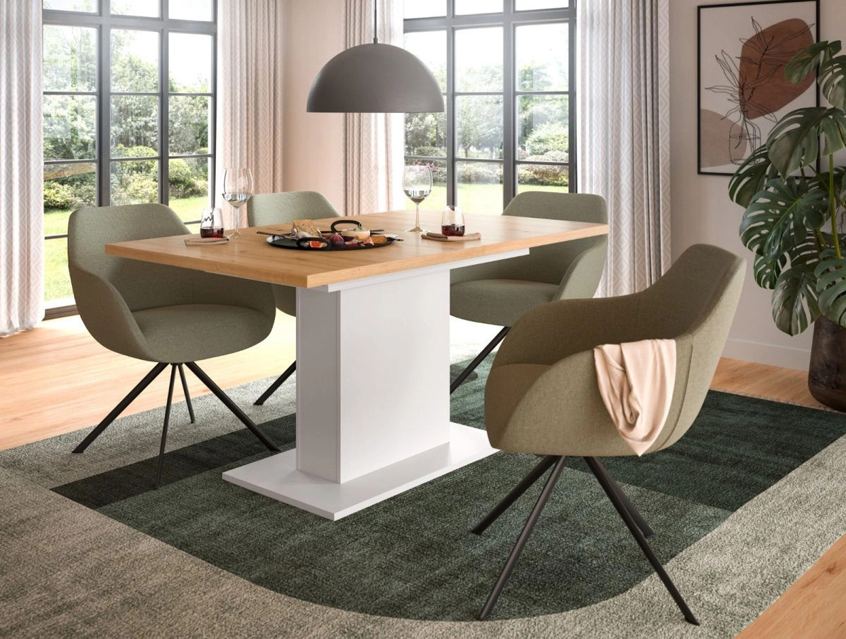 Inn.Furn Esstisch ausziehbar in Eiche und Weiß, rechteckig, modern - Bild 4