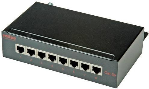 Roline 8 Port Netzwerk-Patchpanel CAT 5e in Schwarz, 1 HE - Bild 1