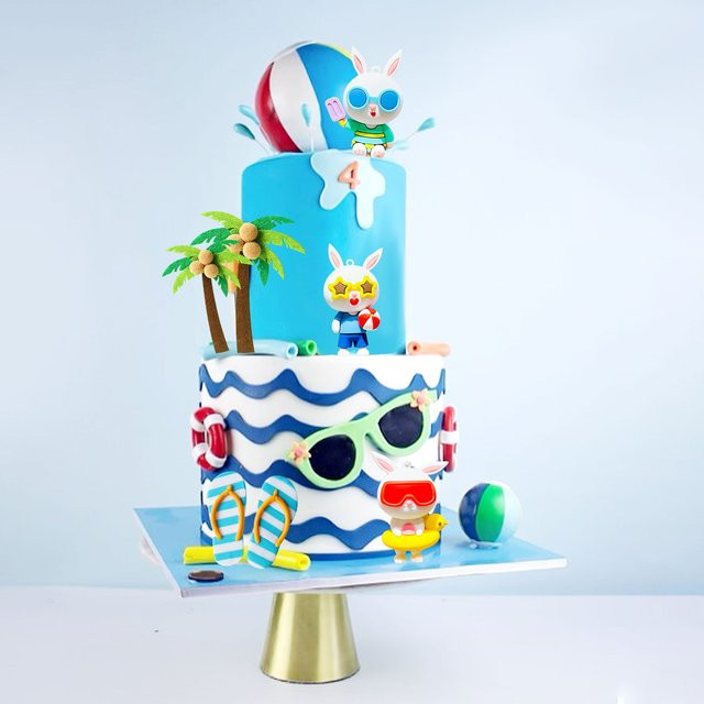 LaVenty Sommer Surfbrett Kuchen Topper in Mehrfarbig für Pool Party und Hawaiianische Luau Dekoration - Bild 1
