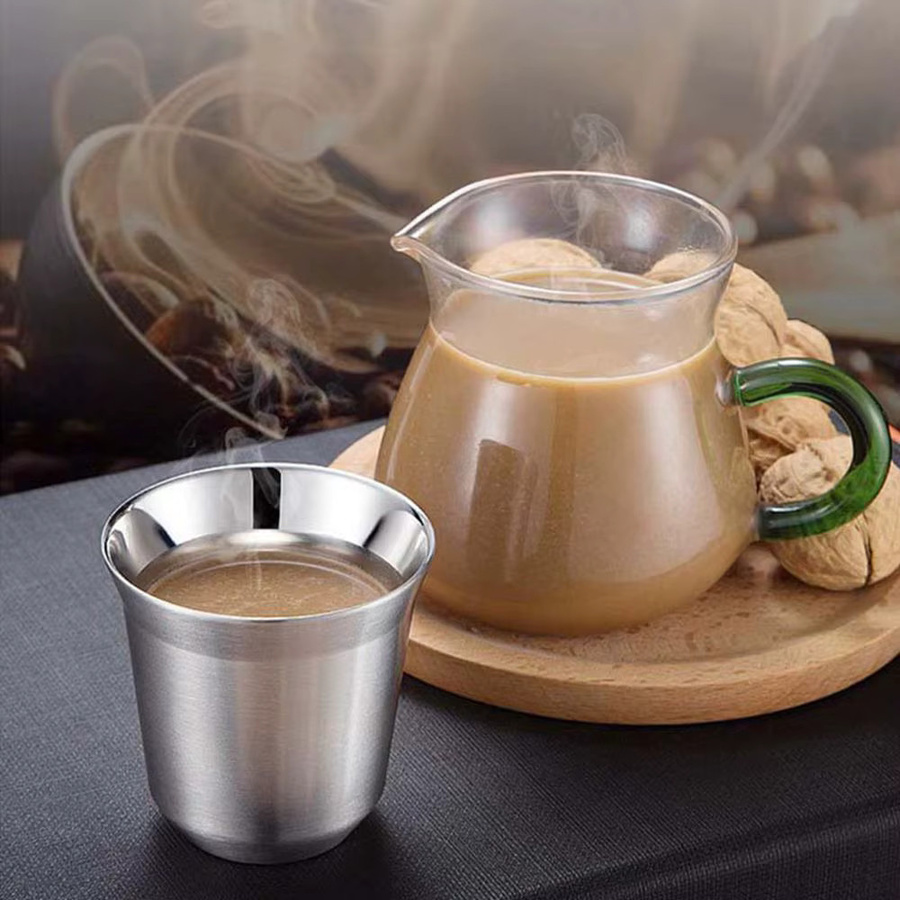 Punana Espressotassen aus doppelwandigem Edelstahl, isolierte Kaffeetassen, 160 ml, Silber oder Schwarz - Bild 5