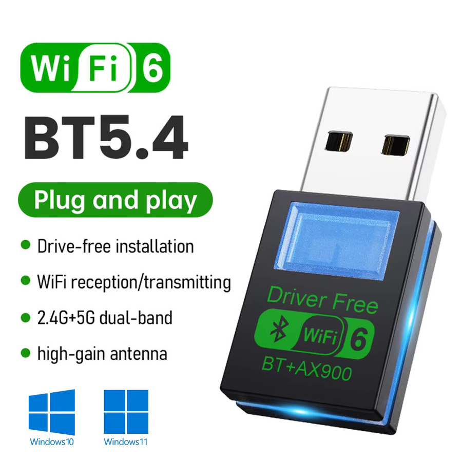 Elough WiFi 6 AX900 USB-Adapter mit Bluetooth 5.4, Dual-Band 2,4 GHz & 5 GHz Drahtlose Netzwerkkarte für PC und Laptop, Schwarz - Bild 6