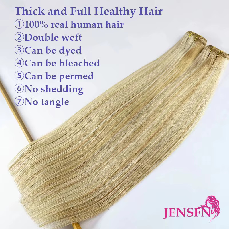 JENSFN Echthaar-Extensions, Remy, glatt, braun-blonde, Damen - Bild 2