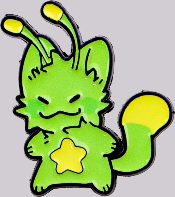 Ramulus Anstecknadel Alien-Katze, Emaille, Messing, Bunt, Unisex - Bild 1